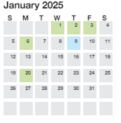 District School Academic Calendar for Overbrook Child Dev Ctr for January 2025