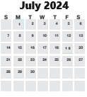 District School Academic Calendar for Stone Elementary for July 2024