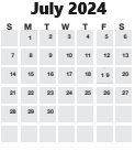 District School Academic Calendar for Overbrook Child Dev Ctr for July 2024