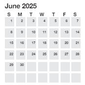 District School Academic Calendar for Alexander Elementary for June 2025