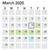 District School Academic Calendar for Stone Elementary for March 2025