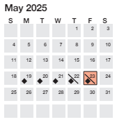 District School Academic Calendar for Stone Elementary for May 2025
