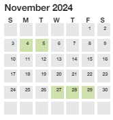 District School Academic Calendar for Alexander Elementary for November 2024