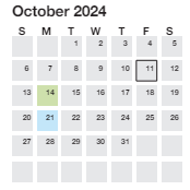 District School Academic Calendar for Alexander Elementary for October 2024