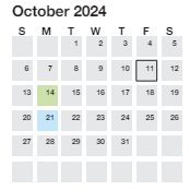 District School Academic Calendar for Overbrook Child Dev Ctr for October 2024