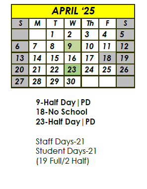 District School Academic Calendar for Em Boyd Elementary School for April 2025