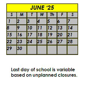 District School Academic Calendar for Em Boyd Elementary School for June 2025
