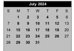 District School Academic Calendar for Griffith Middle School for July 2024