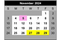 District School Academic Calendar for Griffith Middle School for November 2024
