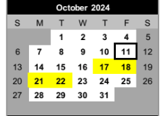 District School Academic Calendar for Griffith Middle School for October 2024