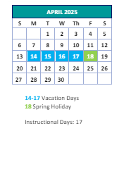 District School Academic Calendar for Montlieu Avenue Elementary for April 2025