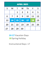 District School Academic Calendar for Union Hill Elementary for April 2025