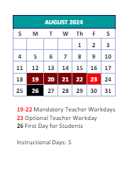 District School Academic Calendar for Rankin Elementary for August 2024