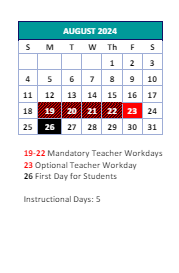 District School Academic Calendar for Montlieu Avenue Elementary for August 2024