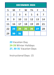 District School Academic Calendar for Montlieu Avenue Elementary for December 2024