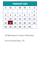 District School Academic Calendar for Florence Elementary for February 2025