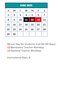 District School Academic Calendar for Gateway Education Center for June 2025