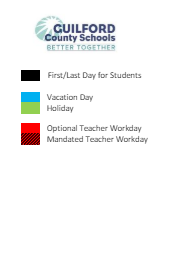 District School Academic Calendar Legend for Eastern Middle