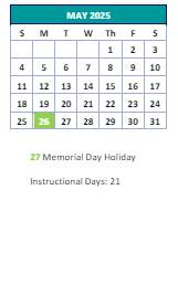District School Academic Calendar for Montlieu Avenue Elementary for May 2025