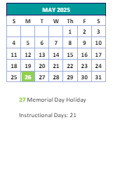 District School Academic Calendar for Southwest Elementary for May 2025