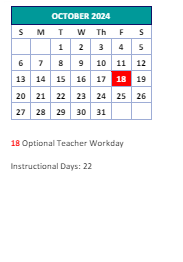 District School Academic Calendar for Ben L Smith High for October 2024