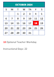 District School Academic Calendar for Montlieu Avenue Elementary for October 2024