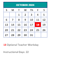 District School Academic Calendar for Clara J Peck Elementary for October 2024