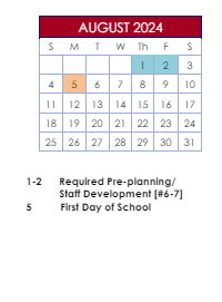 District School Academic Calendar for Meadowcreek High School for August 2024