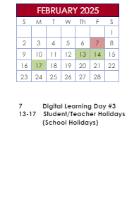 District School Academic Calendar for Anderson Livsey Elementary for February 2025