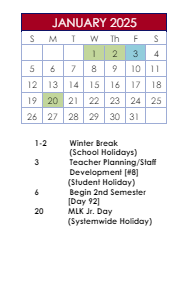 District School Academic Calendar for Meadowcreek Elementary School for January 2025