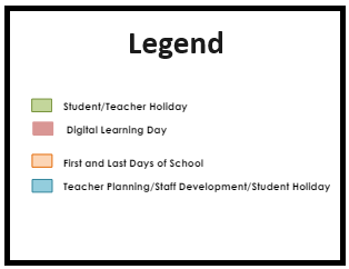 District School Academic Calendar Legend for Lanier Middle School