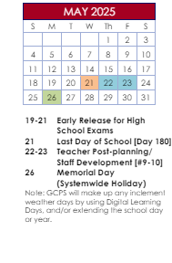 District School Academic Calendar for Mill Creek High School for May 2025