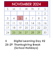 District School Academic Calendar for Brookwood Elementary for November 2024