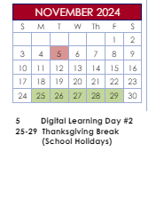 District School Academic Calendar for Benefield Elementary for November 2024
