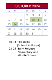 District School Academic Calendar for Berkeley Elementary for October 2024