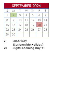 District School Academic Calendar for Alford Elementary for September 2024