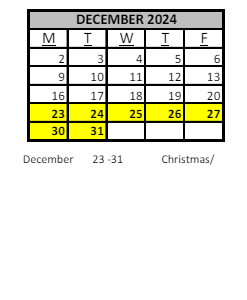 District School Academic Calendar for Sunquam Elementary School for December 2024