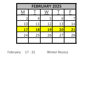 District School Academic Calendar for Sunquam Elementary School for February 2025