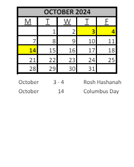 District School Academic Calendar for Sunquam Elementary School for October 2024