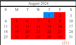 District School Academic Calendar for Mount Vernon Elementary School for August 2024