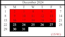 District School Academic Calendar for West Hall Middle School for December 2024