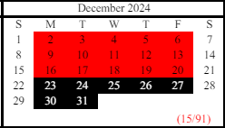 District School Academic Calendar for North Hall Middle School for December 2024