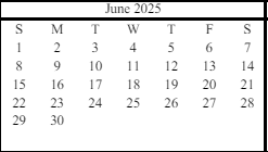 District School Academic Calendar for Riverbend Elementary School for June 2025