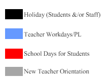 District School Academic Calendar Legend for Oakwood Elementary School