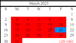 District School Academic Calendar for East Hall Middle School for March 2025