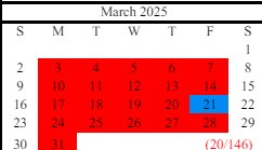District School Academic Calendar for West Hall Middle School for March 2025