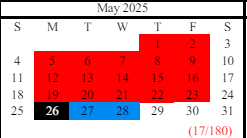 District School Academic Calendar for White Sulphur Elementary School for May 2025