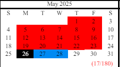 District School Academic Calendar for West Hall Middle School for May 2025