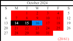 District School Academic Calendar for East Hall Middle School for October 2024