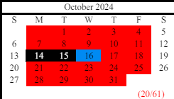 District School Academic Calendar for West Hall High School for October 2024